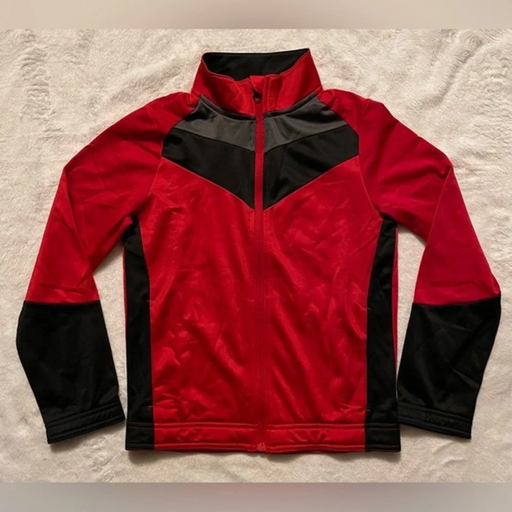 NEW Athletic Works Jacket Youth Boys Size Large (10/12) Red Black Pockets NWT‎